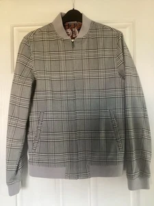 Next Tailoring Bomberjacke Grau Braun Mix Slim Fit Karo Motion Flex Größe XS - Bild 1 von 4