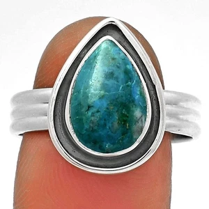 Natürlicher Azurit Chrysokoll 925 Sterling Silber Ring Gr.9 Schmuck R-1468 - Bild 1 von 5