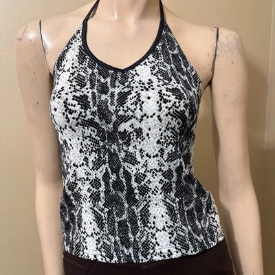 Blusa Top Mujer Gris Estampado Serpiente Poliéster Informal Verano Elastizada Atada Talla M Foto 1 de 4