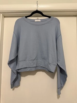 Double Zero Lovely Large Long Sleeve Blue Top t-shirt cotton casual comfort Crop - Image 1 of 4
