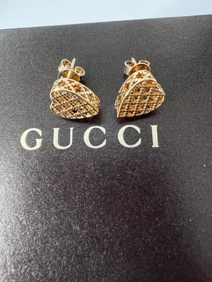 正品古驰 Diamantissima 18k 黄金耳钉 — 第 1/4 张图片