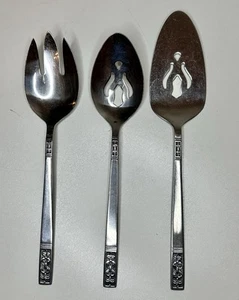 Vintage Custom Craft Serving Fork Spoon Spatula Set Of 3 Stainless Steel - Picture 1 of 4