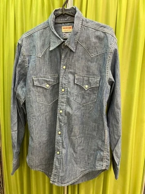 Sugar Cane Beams Chambray Western Shirt Blue Large Mens From Japan USED - Image 1 of 4