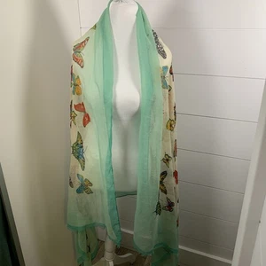 Bufanda Bufanda Mariposa Mantón Envolvente Poliéster 72” X 39” Ligero Delgado Boho Fairycore - Imagen 1 de 10