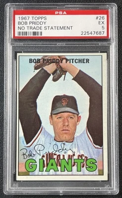 Bob Priddy PSA 5 1967 Topps #26 sin declaración comercial Gigantes 7687 Foto 1 de 2