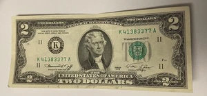 1976-Series -2 Dollar Bill RARE K Series Crisp Fast Shipping-F1-Fast Ship! - Picture 1 of 6