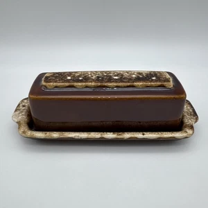 Vintage Rumpf Keramik braun Tropfglasur 7,5" Butterdose USA ofenfest Geschirr - Bild 1 von 9