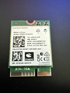 Intel 9462NGW Wireless Dual Band wifi 802.11ac MU-MIMO Bluetooth 5.0 NGFF Card - Picture 1 of 2