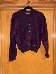 Cárdigan suéter chaqueta Geiger Tyrol lana mohair para mujer talla 40 púrpura mezcla azul - Imagen 1 de 10