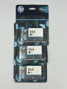 3x HP 564 Black Ink Cartridge Genuine OEM Original New Sealed Exp 22/23 - Picture 1 of 2