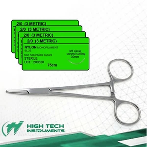 Sutures Thread with Needle Practice Kit Training Pack 2/0 NYLON + Needle Holder - Picture 1 of 3