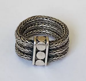 VINTAGE STERLINGSILBER SIGNIERT BALI DOT DREIREIHIG WEIZEN KETTE BANDRING GRÖSSE 8 - Bild 1 von 16