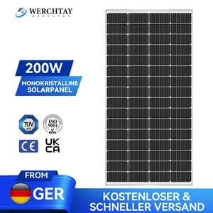Monokristallin Solarpanel Solarmodul 200W 12V PV Modul Photovoltaik Wohnmobil - Bild 1 von 15
