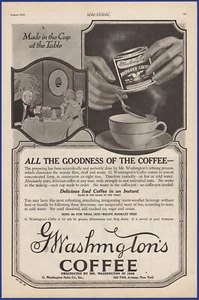 Anuncio impreso de cocina de café instantáneo de colección 1920 de Washington decoración artística de 1920 - Imagen 1 de 1