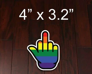 Gay Rainbow Middle Finger Vinyl Sticker Car Decal - Picture 1 of 1