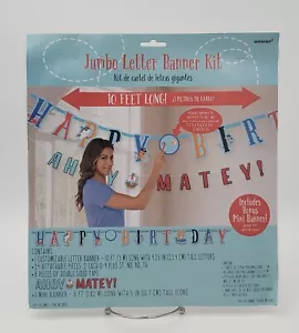 Pirate Ahoy Matey Happy Birthday Banner Add Age 2 Banners Kids Party Decorations - Picture 1 of 7