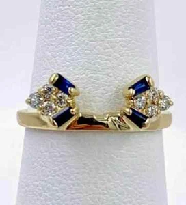 1 CT Baguette Cut Lab Created Sapphire Diamond Wrap Ring 14K Yellow Gold Plated - Picture 1 of 5