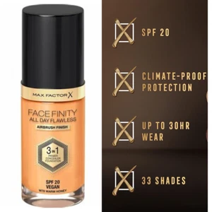 Max Factor Face Foundation 3 in 1 All Day Flawless W78 Warm Honey 30ml - Picture 1 of 1
