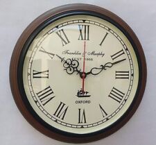12 inch Vintage Brown and Black Antique Wooden Wall Clock Home Decorative Round