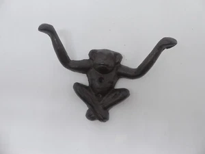 Kleiderhaken dekorativer Wandhaken Schimpanse Affe braun Gusseisen Neuware - Picture 1 of 5
