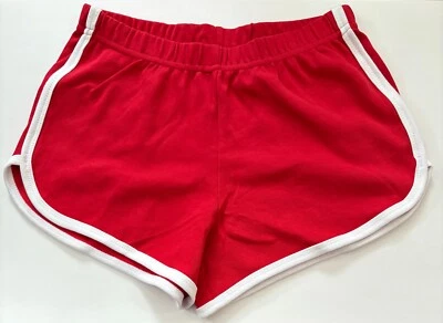 American Apparel Women’s Interlock Running Shorts - Red with White Trim (S) - Image 1 of 4