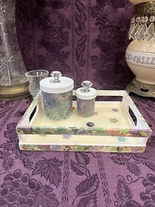 Custom Bathroom Vanity Tray With Matching Plastic Containers Crystal Knobs - Picture 1 of 11