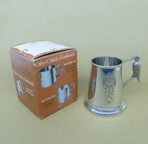 Vintage Kinder Zinn Taufbecher Krug zum Gravieren mit Namen Datum Uhrzeit - Bild 1 von 12