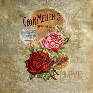 Gobelin Tapisserie Tapestry Two Rosen Mellen 1897 Paneel Bastelnstoff 48x48 cm - Bild 1 von 6