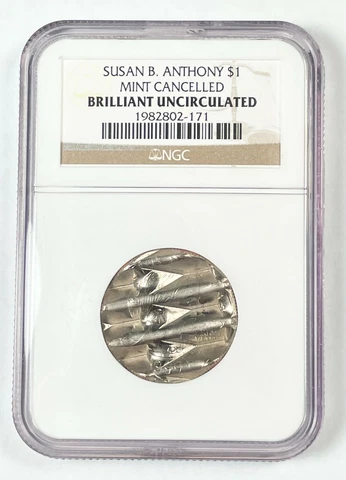 SUSAN B ANTHONY $1 DOLLAR MINT CANCELED ERROR COIN NGC HOLDER Cover