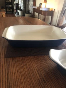 Dark Blue Ridged Side Casserole Dish And Smaller Dark Blue Dish. Also Ridged - Picture 1 of 6