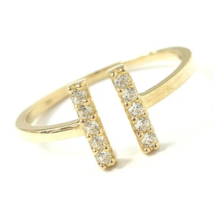 9ct Gold Ring White Zirconia Stones Parallel Bars Design Ladies Size M 1.1g - Picture 1 of 12