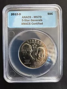 2013-D 5-STAR GENERALS 50c ANACS MS70 Half Dollar - VERY RARE!!! - Picture 1 of 2