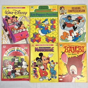 Vintage Disney Coloring Activity Books Lot of 6 Educational Reading Dot-To-Dot - Imagen 1 de 22