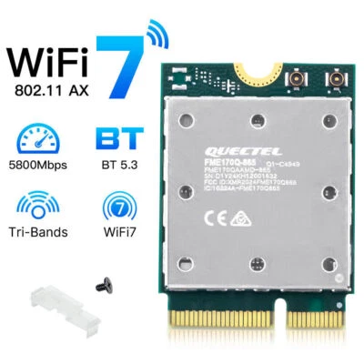 Wi-Fi 7 QCNCM865 M.2 NGFF Wireless Card Tri-Band 5800Mbps WiFi Bluetooth Adapter - Image 1 of 4