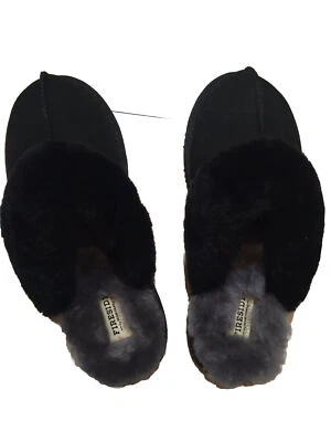 Chinelo Fireside by Dearfoams Feminino Sydney Shearling Scuff PRETO 10M NOVO COM ETIQUETAS - Imagem 1 de 4