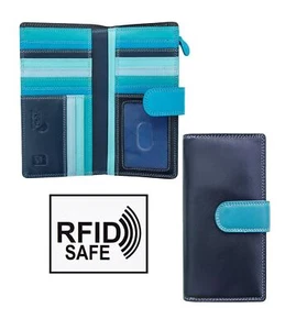 Cartera grande multicolor de cuero azul multicolor Prime Hide London Collection RFID SAFE - Imagen 1 de 8