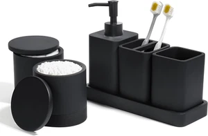 Bathroom Accessories Set, 6 Piece Bathroom Set with Toothbrush Holders, Soap Dis - Picture 1 of 7