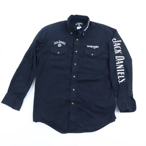 Camisa Wrangler Para Hombres Mediana Negra Jack Daniels Botón Vaquero Occidental - Imagen 1 de 8