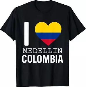 I Love Medellin Colombia Flag Map Colombian Pride Camiseta T-Shirt Hoodie - Picture 1 of 11
