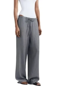 Zara Hose weites Bein hoher Bund Gr. XL Kordelzug Strukturgewebe Relaxed Fit - Bild 1 von 11
