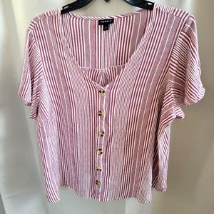 Torrid Womens Top Lagenlook Size 1X Striped Boho Button Up Beachy Nautical 17411 - Picture 1 of 10
