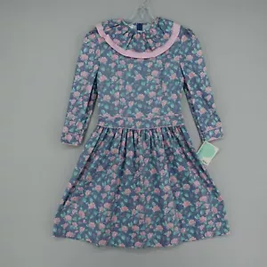 NWT Vintage Polly Flinders Dress Girls Size 14 Blue Pink Floral Cottagecore * - Picture 1 of 23