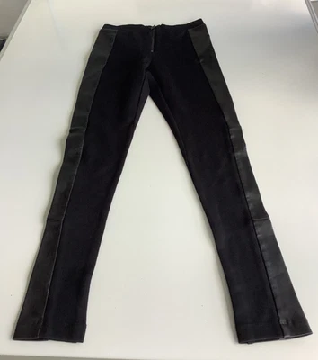 "Alice + Olivia Leggings Cremallera Frontal Paneles de Cuero Negro Talla 00 (23-24"" Cintura)" Foto 1 de 4