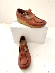 Vintage seltener Famolare Get There T-Riemen 7 - 7,5 70er Plateau Leder - Bild 1 von 15