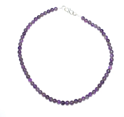Natural Purple Amethyst Smooth Round Gemstone Beaded Handmade 34'' Men Necklaces - Image 1 of 4
