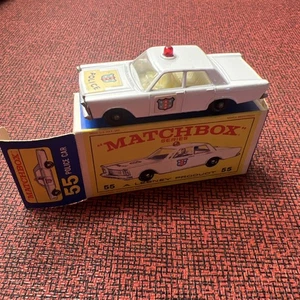 Vintage Lesney Matchbox Series Ford Galaxie Police Car No.55/59 White W/box - Picture 1 of 19