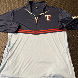 Raro Texas Rangers Juego Oficial MLB Calentamiento 1/4 Cremallera Pullover Bolsillos Estrella Solitaria - Imagen 1 de 10
