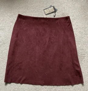 BIBA SUEDETTE STUDDED SKIRT UK SIZE 14 - Picture 1 of 4