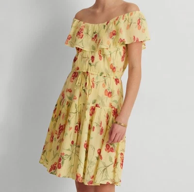 Vestido Moderno Bohemia Lauren Ralph Lauren Para Mujer’s 16 Amarillo Floral Off... Foto 1 de 4