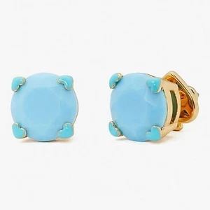 Neu mit Etikett Kate Spade runde Herz Krappen Ohrstecker 38 $ türkis blau gold - Bild 1 von 6